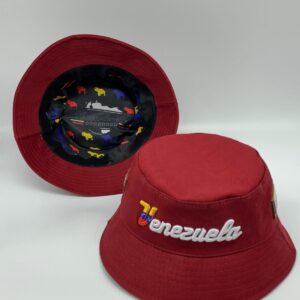 Sombrero Bucket Hat Vinotinto "Venezuela" – Diseño Bordado con Forro Tricolor