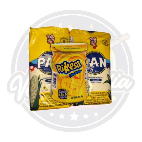 Kit: 2 Harina P.A.N, Farinha de milho venezuelana 1 Rikesa 200gr