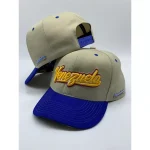 Boné Venezolanidade Premium Aba Curva - Venezuela Bordado 3D Bege e Azul Royal