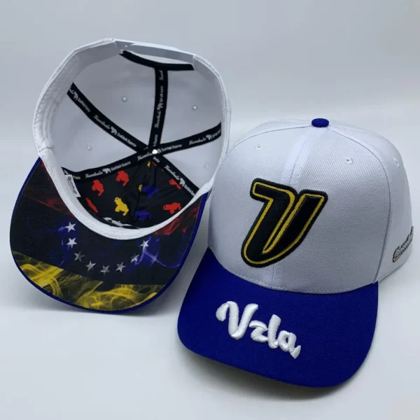 Boné VZLA Premium Branco e Azul — Edição Venezolandia