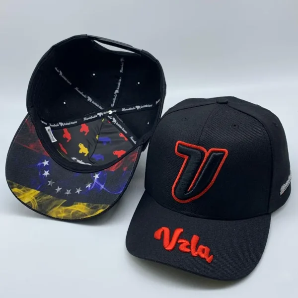 Boné VZLA Premium Preto e Vermelho — Edição Venezolandia